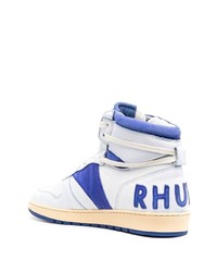 weiße und dunkelblaue hohe Sneakers aus Leder von Rhude