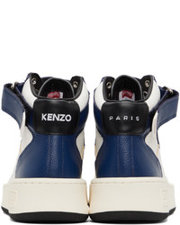 weiße und dunkelblaue hohe Sneakers aus Leder von Kenzo