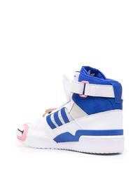 weiße und dunkelblaue hohe Sneakers aus Leder von adidas