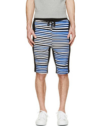 weiße und dunkelblaue horizontal gestreifte Shorts von Markus Lupfer