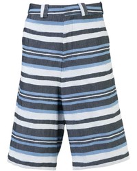 weiße und dunkelblaue horizontal gestreifte Shorts