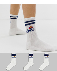weiße und dunkelblaue horizontal gestreifte Socken von Ellesse