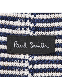 weiße und dunkelblaue horizontal gestreifte Wollkrawatte von Paul Smith