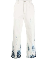 weiße und dunkelblaue Mit Batikmuster Jeans von Alexander McQueen