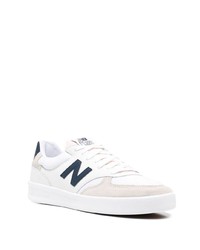 weiße und dunkelblaue Leder niedrige Sneakers von New Balance