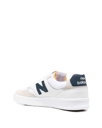 weiße und dunkelblaue Leder niedrige Sneakers von New Balance