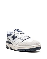 weiße und dunkelblaue Leder niedrige Sneakers von New Balance