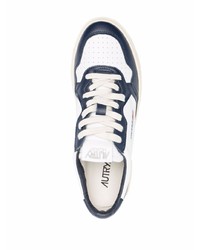 weiße und dunkelblaue Leder niedrige Sneakers von AUTRY