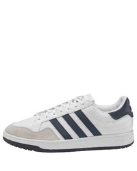 weiße und dunkelblaue Leder niedrige Sneakers von adidas Originals