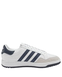 weiße und dunkelblaue Leder niedrige Sneakers von adidas Originals