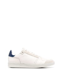 weiße und dunkelblaue Leder niedrige Sneakers von Ami Paris