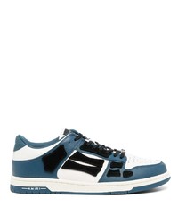 weiße und dunkelblaue Leder niedrige Sneakers von Amiri