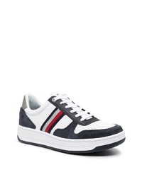 weiße und dunkelblaue Leder niedrige Sneakers von Tommy Hilfiger