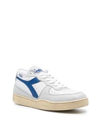 weiße und dunkelblaue Leder niedrige Sneakers von Diadora