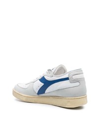 weiße und dunkelblaue Leder niedrige Sneakers von Diadora