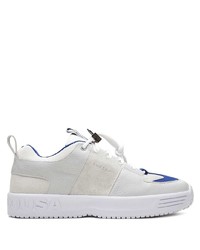 weiße und dunkelblaue Leder niedrige Sneakers von Buscemi