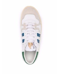 weiße und dunkelblaue Leder niedrige Sneakers von Lanvin
