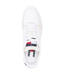 weiße und dunkelblaue Leder niedrige Sneakers von Tommy Jeans