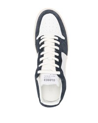 weiße und dunkelblaue Leder niedrige Sneakers von Closed