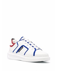 weiße und dunkelblaue Leder niedrige Sneakers von Les Hommes