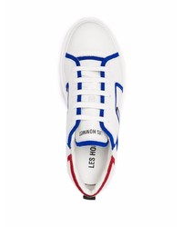 weiße und dunkelblaue Leder niedrige Sneakers von Les Hommes