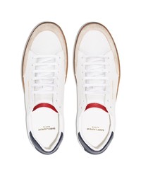 weiße und dunkelblaue Leder niedrige Sneakers von Saint Laurent