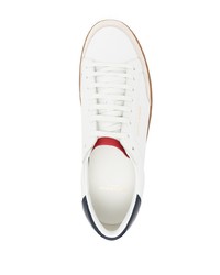 weiße und dunkelblaue Leder niedrige Sneakers von Saint Laurent