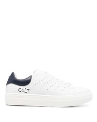weiße und dunkelblaue Leder niedrige Sneakers von Cult