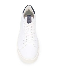 weiße und dunkelblaue Leder niedrige Sneakers von Santoni
