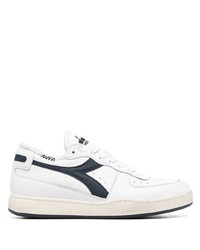 weiße und dunkelblaue Leder niedrige Sneakers von Diadora