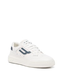 weiße und dunkelblaue Leder niedrige Sneakers von Bally