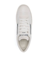 weiße und dunkelblaue Leder niedrige Sneakers von Bally