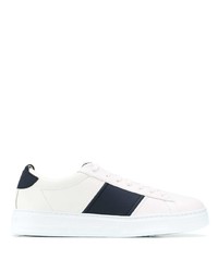 weiße und dunkelblaue Leder niedrige Sneakers von Emporio Armani