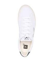 weiße und dunkelblaue Leder niedrige Sneakers von Veja