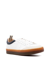 weiße und dunkelblaue Leder niedrige Sneakers von Officine Creative