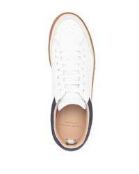 weiße und dunkelblaue Leder niedrige Sneakers von Officine Creative