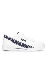 weiße und dunkelblaue Leder niedrige Sneakers von Fila