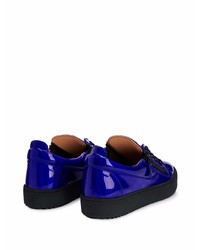 weiße und dunkelblaue Leder niedrige Sneakers von Giuseppe Zanotti