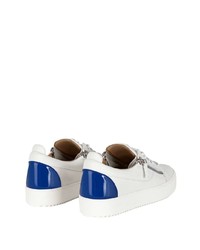 weiße und dunkelblaue Leder niedrige Sneakers von Giuseppe Zanotti