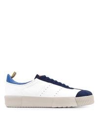 weiße und dunkelblaue Leder niedrige Sneakers von Giorgio Armani