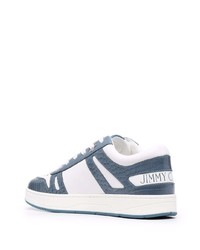 weiße und dunkelblaue Leder niedrige Sneakers von Jimmy Choo