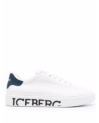 weiße und dunkelblaue Leder niedrige Sneakers von Iceberg