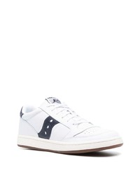 weiße und dunkelblaue Leder niedrige Sneakers von Saucony