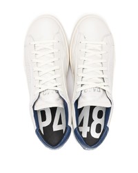 weiße und dunkelblaue Leder niedrige Sneakers von P448