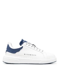 weiße und dunkelblaue Leder niedrige Sneakers von John Richmond