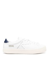 weiße und dunkelblaue Leder niedrige Sneakers von Kenzo