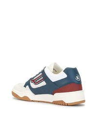 weiße und dunkelblaue Leder niedrige Sneakers von Bally