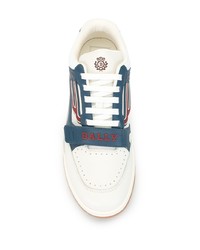 weiße und dunkelblaue Leder niedrige Sneakers von Bally