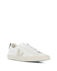 weiße und dunkelblaue Leder niedrige Sneakers von Veja