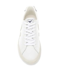 weiße und dunkelblaue Leder niedrige Sneakers von Veja